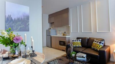 For RentCondoSukhumvit, Asoke, Thonglor : RHYTHM Ekkamai, 30.08 sqm. Beautiful fully furnished One Bedroom Condo for RENT at Rhythm Ekkamai.