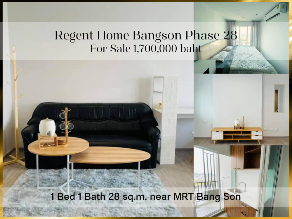For SaleCondoBang Sue, Wong Sawang, Tao Pun : Sale regent 🔥 Condo for sale 1.70 million 🔥 Regent Bang Son Phase 28, Building A, Floor 29 🌳 New room, open view, north 📌 with tenants 🌈 Room dividerhome Bangson 28 condo