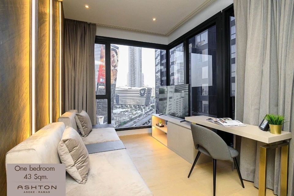 For RentCondoRama9, Petchburi, RCA : ✅ For Rent - Ashton Asoke - Rama 9, Super Luxury 1 bedroom, fully furnished, get a view of Building G, ready to move in.