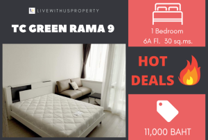 For RentCondoRama9, Petchburi, RCA : Urgent rent!! Very good price, very beautiful decorated room, TC Green Rama 9