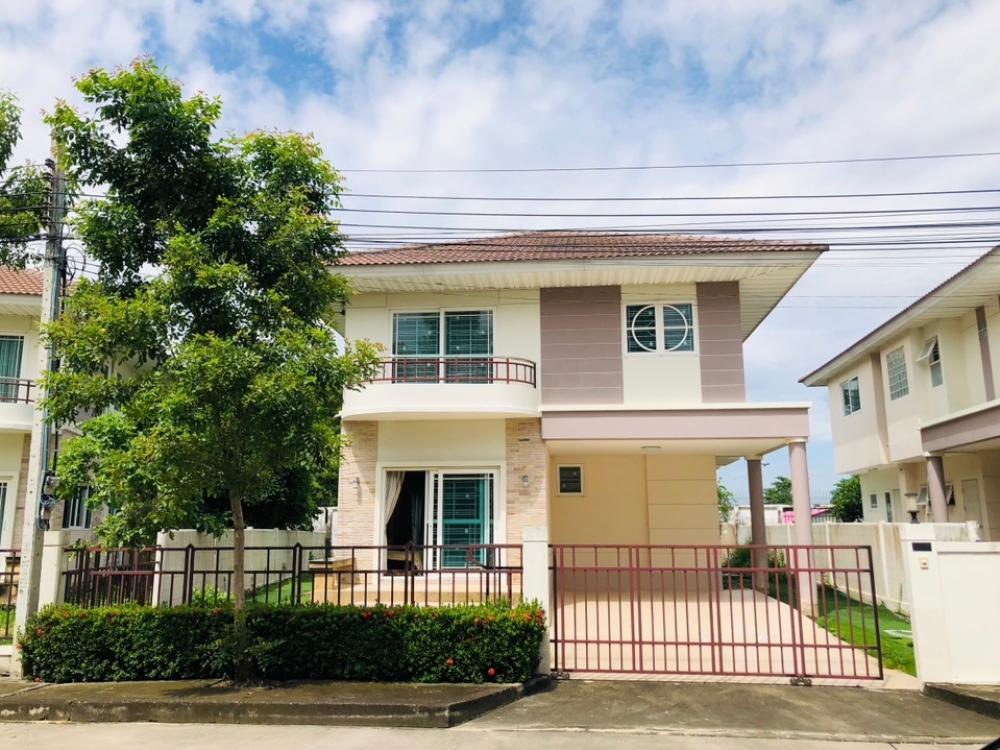 For SaleHouseLadkrabang, Suwannaphum Airport : Cheapest single house for sale, Supalai Garden Ville, Soi Lat Krabang 54, area 83.6 sq m., 4 bedrooms, 4 bathrooms, on the main road, convenient to travel