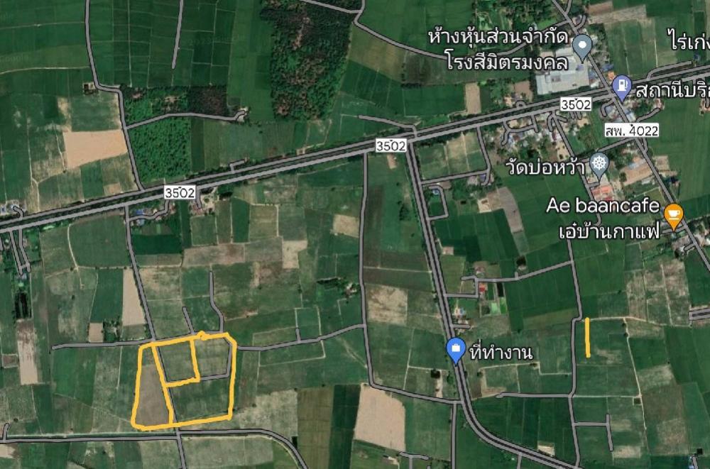 For SaleLandSuphan Buri : Land for sale on the road, Nong Ya Sai District. Suphanburi Province near Wat Bo Wa and Mitmongkol Mill, area of 53 rai 0 ngan 21 square wa, suitable for dividing plots of land or renting out sugarcane farms