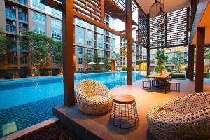 For RentCondoRayong : For rent, D Condo Nakorn Rayong, 6th floor, Sansiri project, next to Sukhumvit road. Near HomePro and Laemthong Department Store, Muang Rayong (fully furnished)