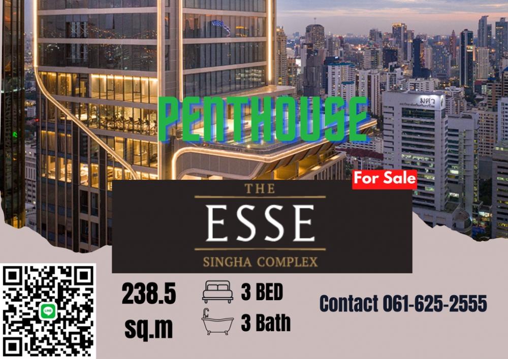 ขายคอนโดพระราม 9 เพชรบุรีตัดใหม่ RCA : *Exclusive Penthouse unit* Real price ราคาจริงต่อรองได้ The ESSE Singha Complex | 3 Bed | 061-625-2555