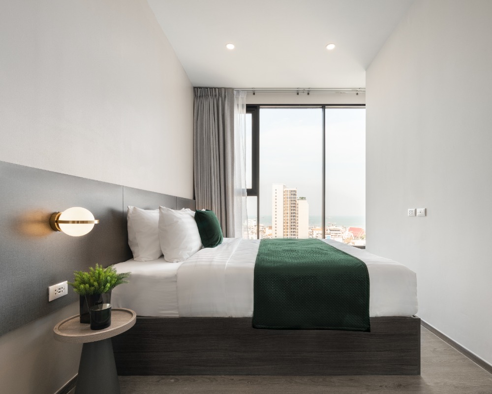 ให้เช่าคอนโดศรีราชา แหลมฉบัง บ้านบึง : 𝗡𝗲𝘄 𝗰𝗼𝗻𝗱𝗼 𝗳𝗼𝗿 𝗿𝗲𝗻𝘁  Two Bedroom FREE Wi-Fi @ Hampton Sriracha (Accept Short Contract)
