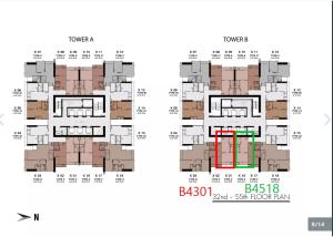 Sale DownCondoRama9, Petchburi, RCA : Urgent sale 2 units! 【One 9 Five】type 35.5 sqm high floor with open view