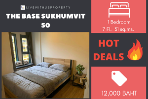 For RentCondoOnnut, Udomsuk : Urgent rent!! Very good price, very nice decorated room, The Base Sukhumvit 50