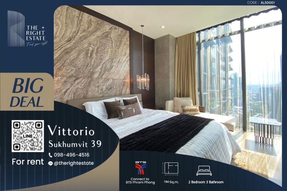 For RentCondoSukhumvit, Asoke, Thonglor : 🌿 Vittorio Sukhumvit 39 🌿 Beautiful room with Luxury style 🌠 2 Bed 186 sq.m, price negotiable!!! - Next to BTS Phrom Phong