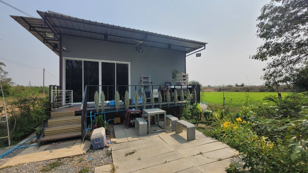 For SaleHouseNakhon Pathom : vacation home! Along the rice fields, you can see the sunset every day! One-story house for sale with land 40 sq.w., Kamphaeng Saen District. Nakhon Pathom Province Near Kasetsart University, Kamphaeng Saen