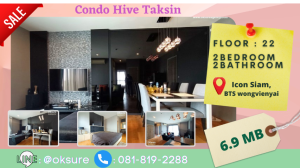 For SaleCondoWongwianyai, Charoennakor : Condo for Sale Hive Taksin (VDO) Fully furnished, Ready to move in.
