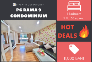 For RentCondoRama9, Petchburi, RCA : Urgent rent!! Very good price, very beautiful decorated room, PG RAMA 9 Condominium
