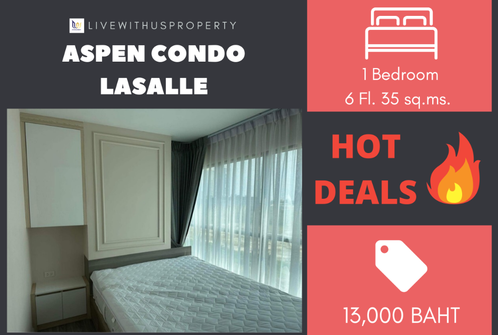 ให้เช่าคอนโดบางนา แบริ่ง ลาซาล : เช่าด่วน!! ราคาดีมาก ห้องแต่งสวยมาก Aspen Condo Lasalle
