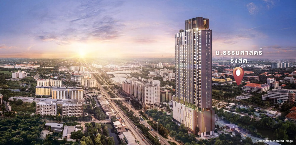 For RentCondoPathum Thani,Rangsit, Thammasat : 🔥 New room for rent, 1 Bedroom, 11th and 12th floor, size 26.5 sq m.
