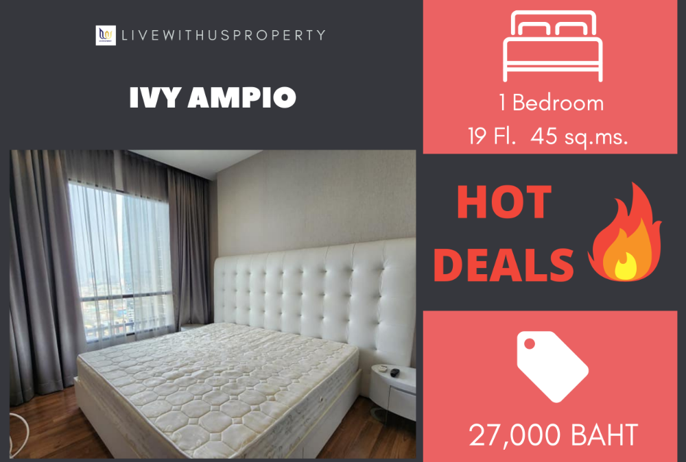 For RentCondoRatchadapisek, Huaikwang, Suttisan : Urgent rent!! Very good price, high floor, garden view, Chinese embassy, very beautiful decoration, Ivy Ampio