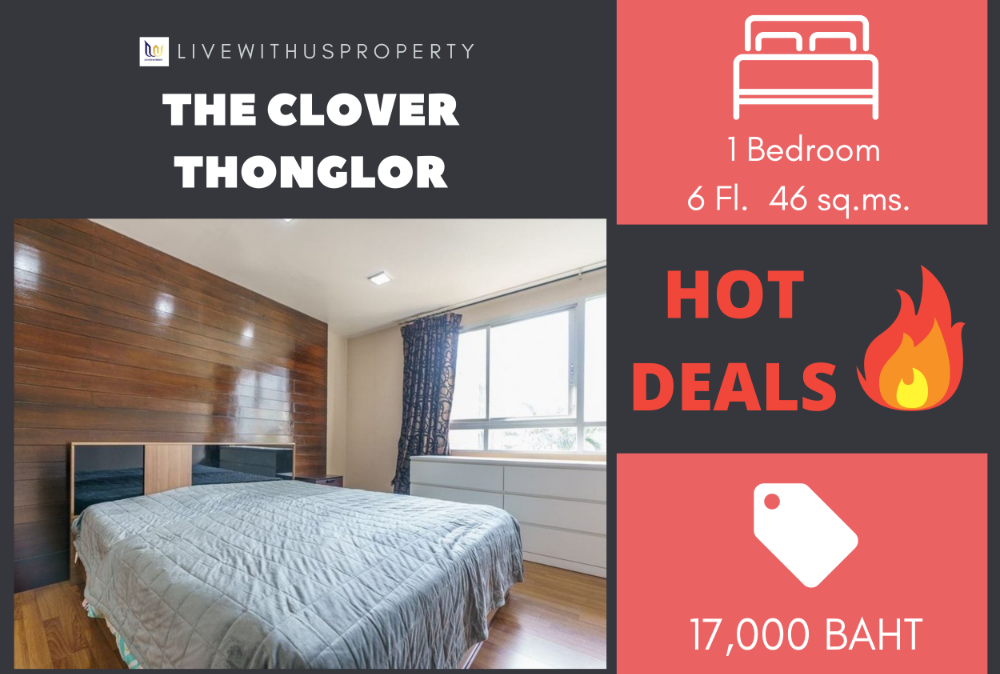 For RentCondoSukhumvit, Asoke, Thonglor : Urgent rent!! Very good price, pool view The decorated room is very beautiful, The Clover Thonglor.