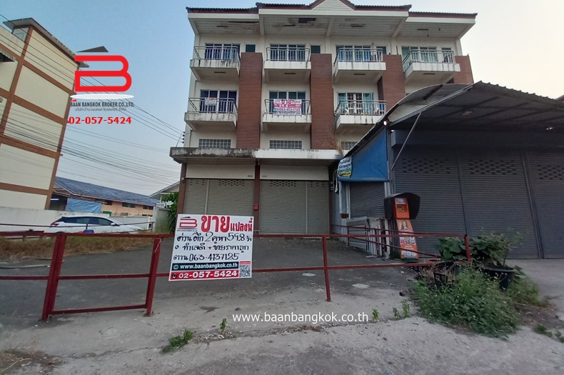 For SaleShophousePathum Thani,Rangsit, Thammasat : Commercial building, 2 booths behind the corner, Pattara View Property Co., Ltd., area 59.8 sq m., Lam Luk Ka District, Pathum Thani Province