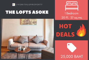 For RentCondoSukhumvit, Asoke, Thonglor : Urgent rent!! Very good price, high floor, beautiful view, very beautiful decoration, The Lofts Asoke