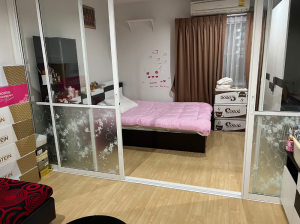 For RentCondoLadkrabang, Suwannaphum Airport : Condo for rent, Iris Avenue, On Nut, Wongwaen, Building 4, 3rd floor, side room, project view, 28 sq m. Price 7,000 baht