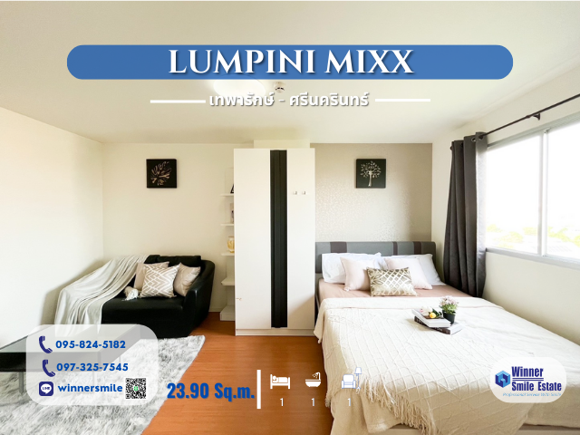 For SaleCondoSamut Prakan,Samrong : Condo for sale, Lumpini Mixx Thepharak-Srinakarin, beautiful room, great value