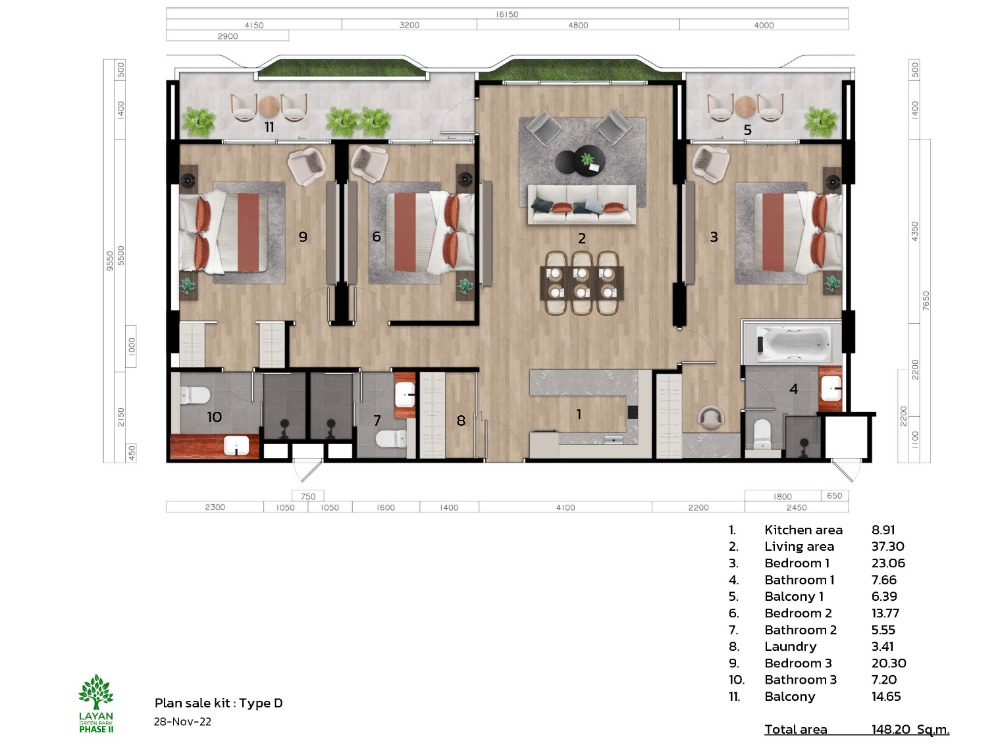 For SaleCondoPhuket : Urgent sale!!! 3 bedrooms, room size 148.20 sq m, near Layan Beach, Phuket