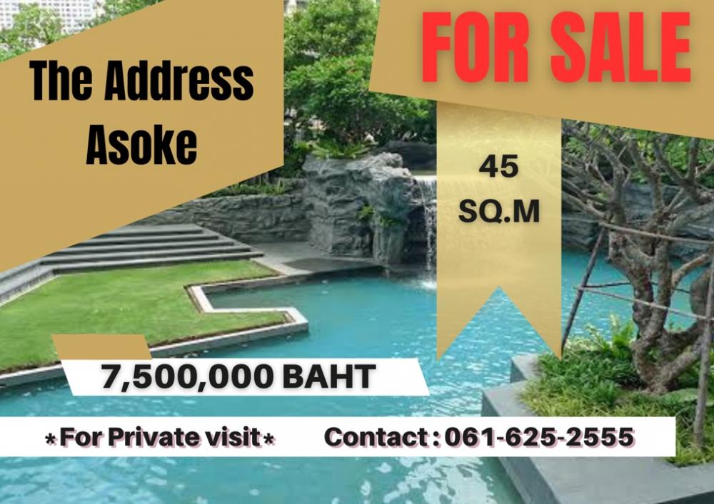 For SaleCondoRama9, Petchburi, RCA : *Ready to move in unit, high floor 30+* The Address Asoke | 1 Bed | 061-625-2555