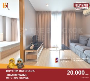 For RentCondoRatchadapisek, Huaikwang, Suttisan : Beautiful room, fully furnished, very good view, RHYTHM Ratchada-Huai Khwang, near MRT Huai Khwang