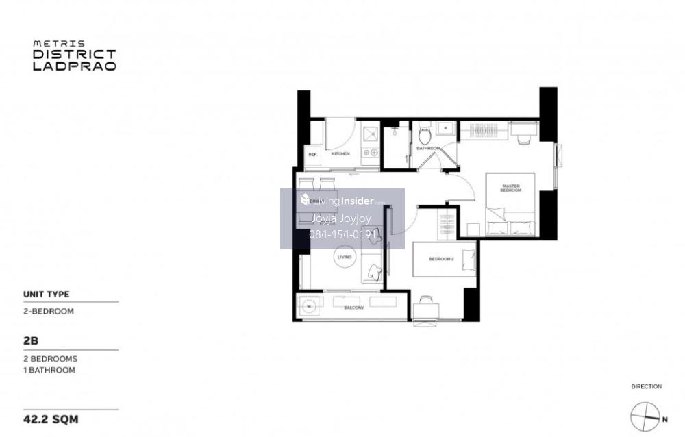 For SaleCondoLadprao, Central Ladprao : ✔Metris Distric Ladprao ✔ Position "𝟎𝟗" 2 bedrooms, 1 bathroom, 42.20 sq m (JOY 0844540191)