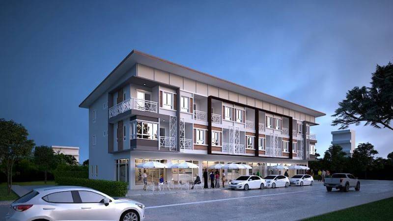 For SaleShophousePattaya, Bangsaen, Chonburi : New project for sale, 3-storey commercial building near Amata Nakorn Industrial Estate, Chonburi