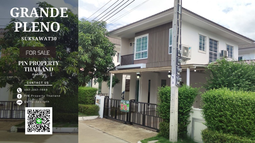 For SaleHouseRathburana, Suksawat : ◦°•♛•°◦ S00047 2-storey twin house for sale, RARE ITEM, full, first-hand condition, never lived in, Grande Pleno Suksawat30, size 39 sq m, area 110 sq m, call 092-392- 1688 (Pui)
