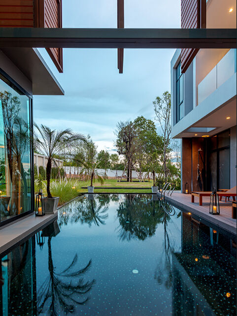 For SaleHousePattaya, Bangsaen, Chonburi : For sale: Luxury Modern Tropical Pool Villa, Bang Lamung, Pattaya, decorated, ready to move in.