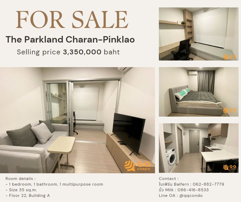 For SaleCondoPinklao, Charansanitwong : For Sale  The Parkland Charan-Pinklao - 1BedPlus, 35 sq.m., Beautiful room, fully furnished.