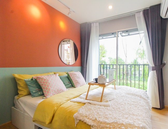 Sale DownCondoLadkrabang, Suwannaphum Airport : Sale down payment Senakit ||| 26 sq m. Walkin Closet ||| Swimming pool view ||| Building C ||| 7th floor