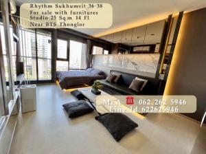 For SaleCondoSukhumvit, Asoke, Thonglor : For sale with furnitures Rhythm Sukhumvit 36-38 city view near BTS Thonglor