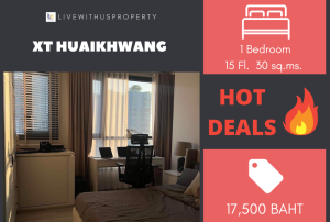 For RentCondoRatchadapisek, Huaikwang, Suttisan : Urgent rent!! Very good price, high floor, beautiful view, very beautiful decoration, XT Huaikhwang