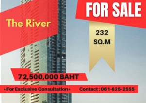 For SaleCondoWongwianyai, Charoennakor : *Low floor Best Unit* The River | 4 Bed | 061-625-2555