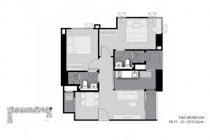 Sale DownCondoThaphra, Talat Phlu, Wutthakat : Life sathorn sierra, size 2 bedrooms, 57.5 sq m. Last room