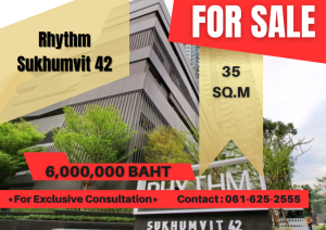 ขายคอนโดสุขุมวิท อโศก ทองหล่อ : *For Sale next to Gateway Ekamai* Rhythm Sukhumvit 42 | 1 bed | 061-625-2555