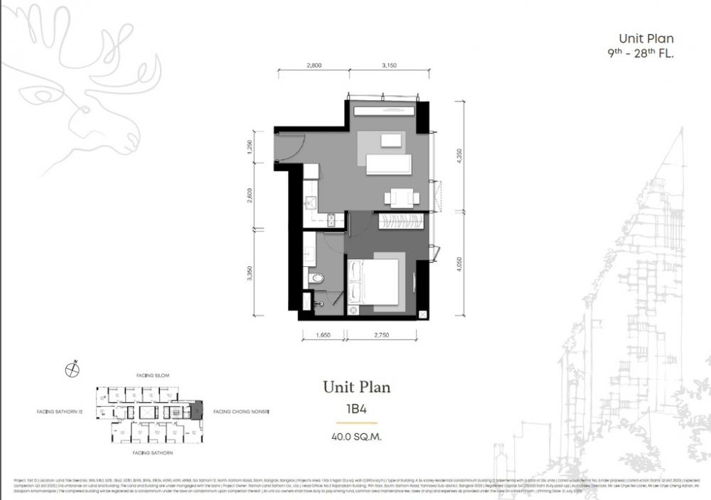 ขายดาวน์คอนโดสาทร นราธิวาส : ( U20230718300 ) ขายดาวน์ ด่วนน ถูกกว่าโครงการ ++ Tait 12 Type 1 ห้องนอน 40 ตร.ม. ทิศเหนือ ไม่ร้อน **เลี้ยงสัตว์ได้