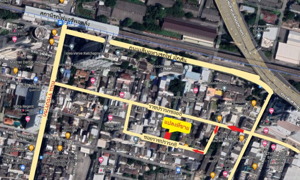 For SaleLandRatchathewi,Phayathai : Land for sale, Soi Ratchaprarop 8, on an area of ​​47.80 square wah, Pratunam area, very good location.