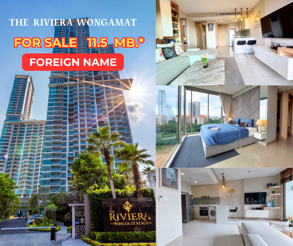 ขายคอนโดพัทยา บางแสน ชลบุรี สัตหีบ : FOREIGN NAME, Riviera Wongamat Beach 2 bedroom (70sqm.) for sale and rent