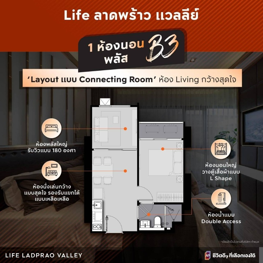 For SaleCondoLadprao, Central Ladprao : ++ Reduce power ++ Promotion room!!! Special price, ready to move in, size 35 sq m, one bedroom plus, high floor 4.99MB