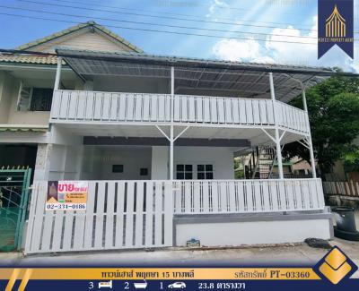 For SaleTownhouseSamut Prakan,Samrong : Townhouse Pruksa 15 Bang Phli, beautiful house, fully furnished, near the market and industrial estate, 23.8 sq m.