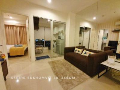 For RentCondoOnnut, Udomsuk : Condo for rent, 1 bedroom, view of the water curve, high floor, Aspire Sukhumvit 48 (Aspire Sukhumvit 48) 26 sq m. Near BTS Phra Khanong