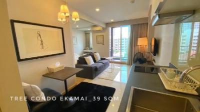 For SaleCondoSukhumvit, Asoke, Thonglor : Condo for sale, 1 bedroom, never rented, beautifully decorated, Tree Condo Ekkamai, 39 sq m., convenient, safe, quiet, near the mall