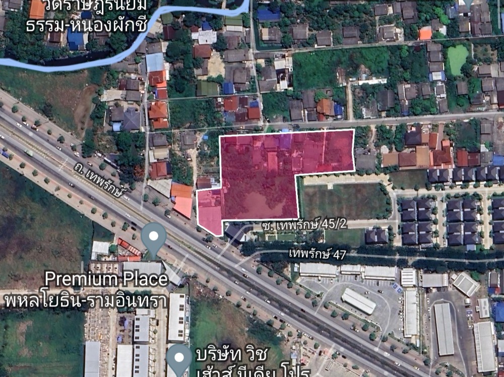 For SaleLandNawamin, Ramindra : Land on Theparak Road / 3 rai 2 ngan 40 square wah (for sale), Land Thep Rak Road / 3.205 Acre (FOR SALE) TAN458