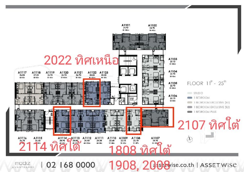 Sale DownCondoPathum Thani,Rangsit, Thammasat : Sell down payment Modiz Avantgarde, studio room, 1 Bed, 1 Bed plus, floor 18-21, north and south