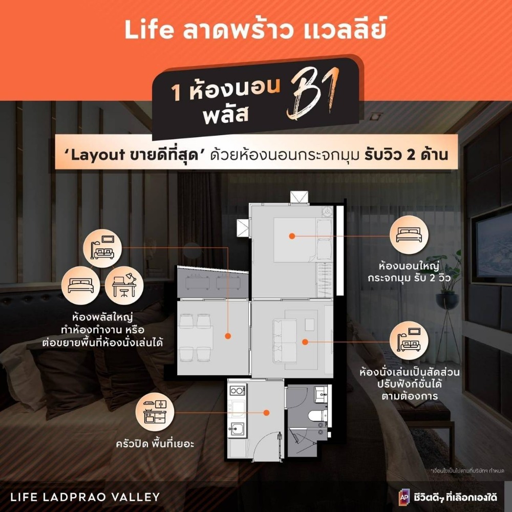 For SaleCondoLadprao, Central Ladprao : !!! Right like shouting!!!!! ready to move in Chatuchak garden view, size 35 sqm, Life Ladprao Valley