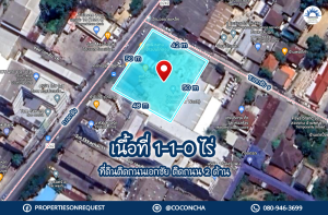 For SaleLandEakachai, Bang Bon : 📢Orange plot of land for sale Rectangular shape, next to the road on 2 sides, already filled, in front of Ekachai Road, convenient to travel, near the community area 📌 (area 1-1-0 rai)🌲 (Property number: COL343)
