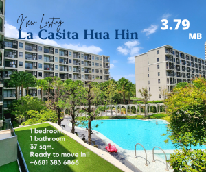 For SaleCondoHuahin, Prachuap Khiri Khan, Pran Buri : Condo for sale, La casita Huahin, make gold in Hua Hin city Nice balcony view, spacious room