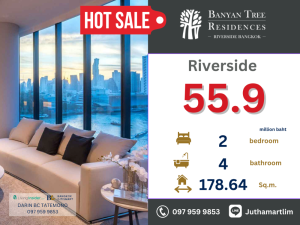 For SaleCondoWongwianyai, Charoennakor : 🔥 Promotion room 🔥 Banyan Tree Residences Riverside Bangkok | 2 bedrooms, 178.64 sq m, 15th floor, negotiable price, contact 0979599853